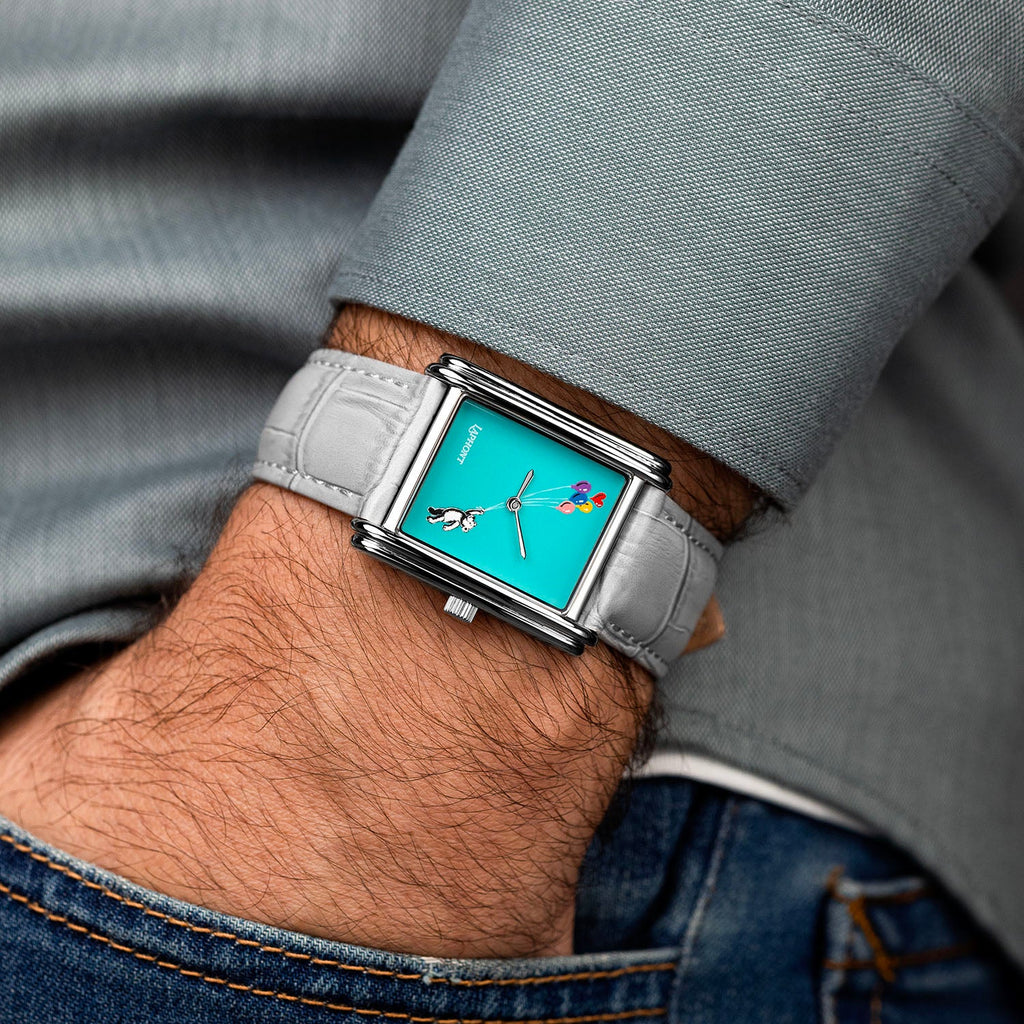 Laphont Bloc Cloudling — On the wrist as a hand slips into a denim pocket, the turquoise dial bright against a rolled grey sleeve, a custom limited edition timepiece by IFL Watches