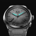 Lucky Harvey Chiming Watch 2.0 Silver — In the dark, showing the luminous hands, available at IFL Watches.