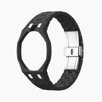 Ocho Negro Swatch × AP Royal Pop Ceramic Case-Strap — bare stealth black ceramic bracelet with empty case bracket, front view, by IFL Watches