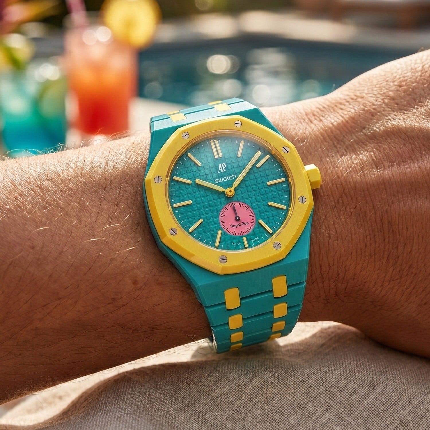 OTG Roz Swatch x AP Royal Pop Ceramic Case-Strap Teal – IFL Watches