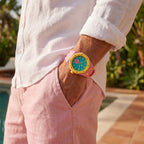 OTG Roz Swatch × AP Royal Pop Rubber Case-Strap — worn in a pocket scene, by IFL Watches