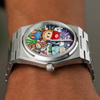 Time BuBu Concept – Hand-painted custom Tissot PRX featuring whimsical forest spirits with toothy grins, a bespoke timepiece by IFL Watches