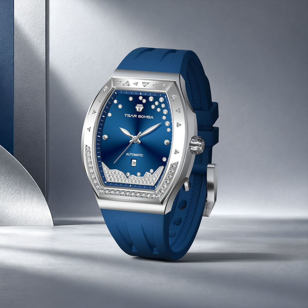 Tsar Bomba Lumina Blue — Standing on a smooth surface, seen in three-quarter view, available at IFL Watches.