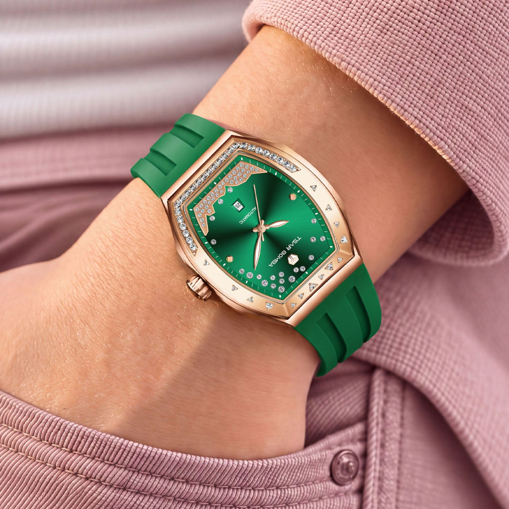 Tsar Bomba Lumina Green — Worn on wrist with a hand in pocket, seen from a relaxed angle, available at IFL Watches.