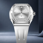 Tsar Bomba Lumina White Silver — Standing in front view against soft drapery, available at IFL Watches.