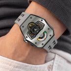 Tsar Bomba Parallax Grey — Worn on wrist with a hand in pocket, seen from a relaxed angle, available at IFL Watches.