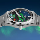 PRX Vista Aurora – Hand-painted concept on Tissot PRX featuring custom Aurora Borealis artwork, limited edition by IFL Watches