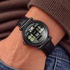Vortichron Double Roller Midnight Black — Worn on wrist with a hand in pocket, seen from a relaxed angle, available at IFL Watches.
