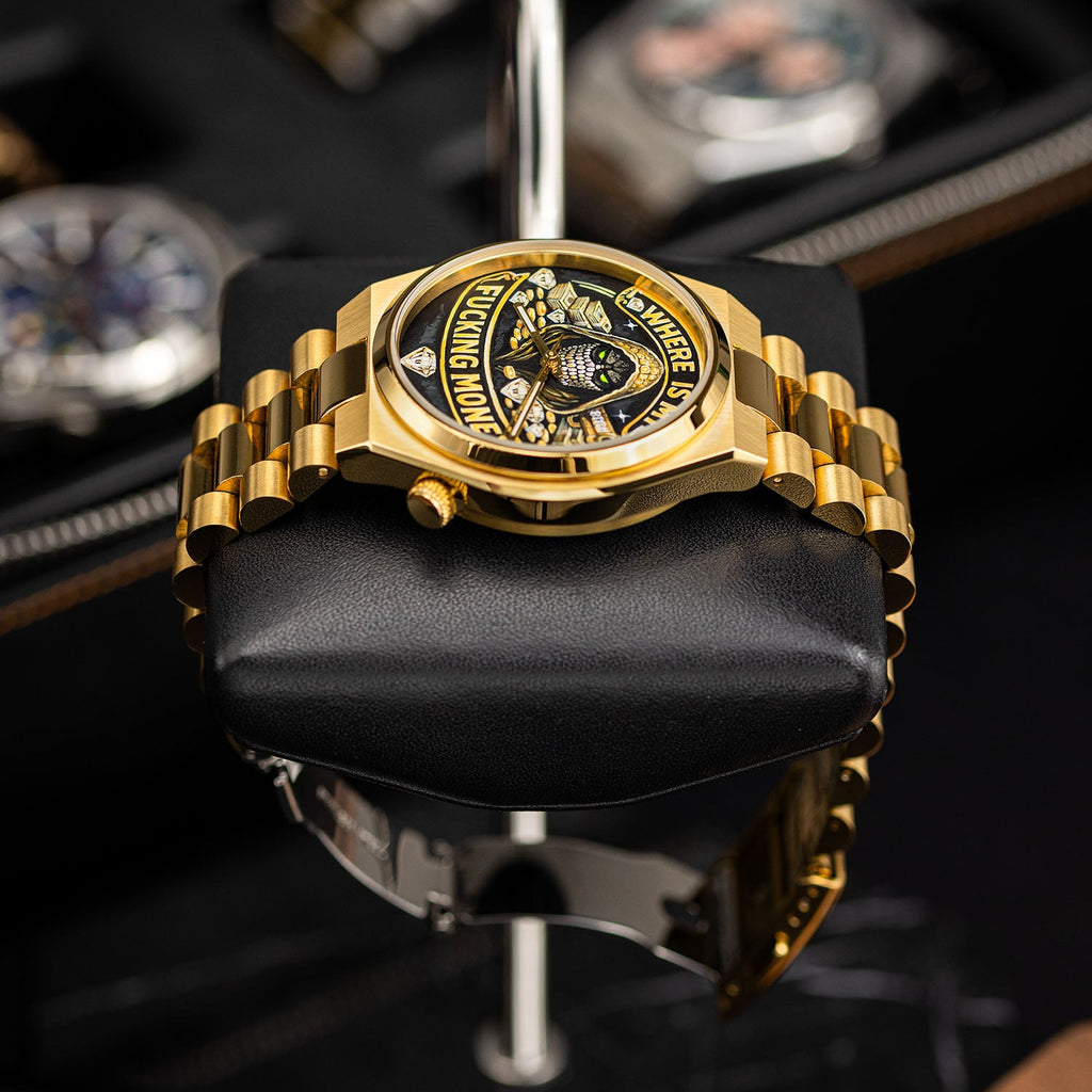 Where Is My Money – Hand-painted custom Citizen Tsuyosa Automatic featuring guardian and diamond artwork, a bespoke timepiece