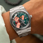 PRX Popeye Jailbreak Concept—hand-painted custom dial with Popeye artwork on Swiss-made Tissot PRX Quartz 40mm by IFL Watches