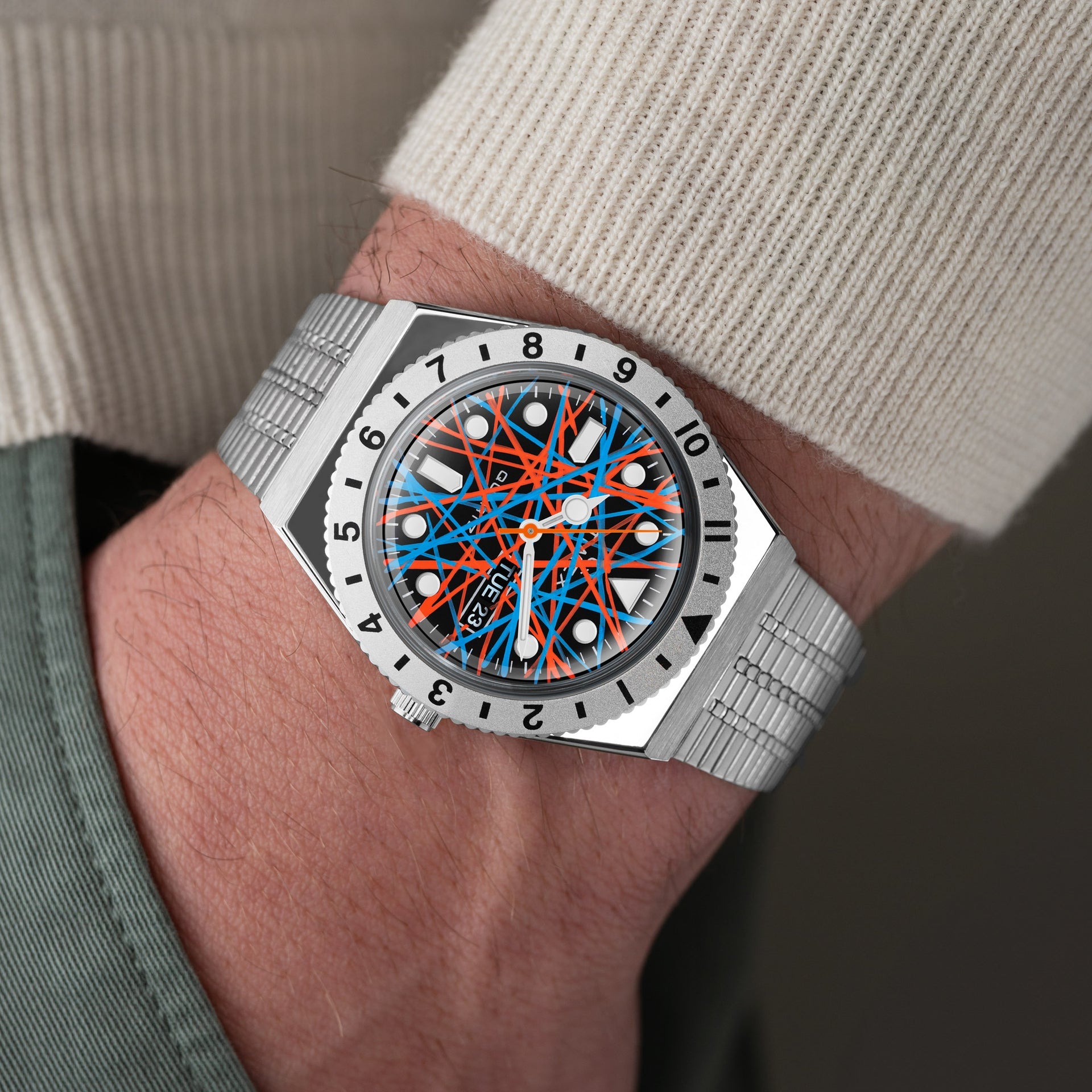 Citizen Tsuyosa Dive in Time — hand-painted bespoke watch with a headfirst dive into a vault of golden coins and gems on a rose gold case, by IFL Watches