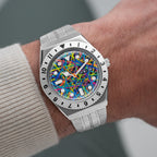 Citizen Tsuyosa Dive in Time — hand-painted bespoke watch with a headfirst dive into a vault of golden coins and gems on a rose gold case, by IFL Watches