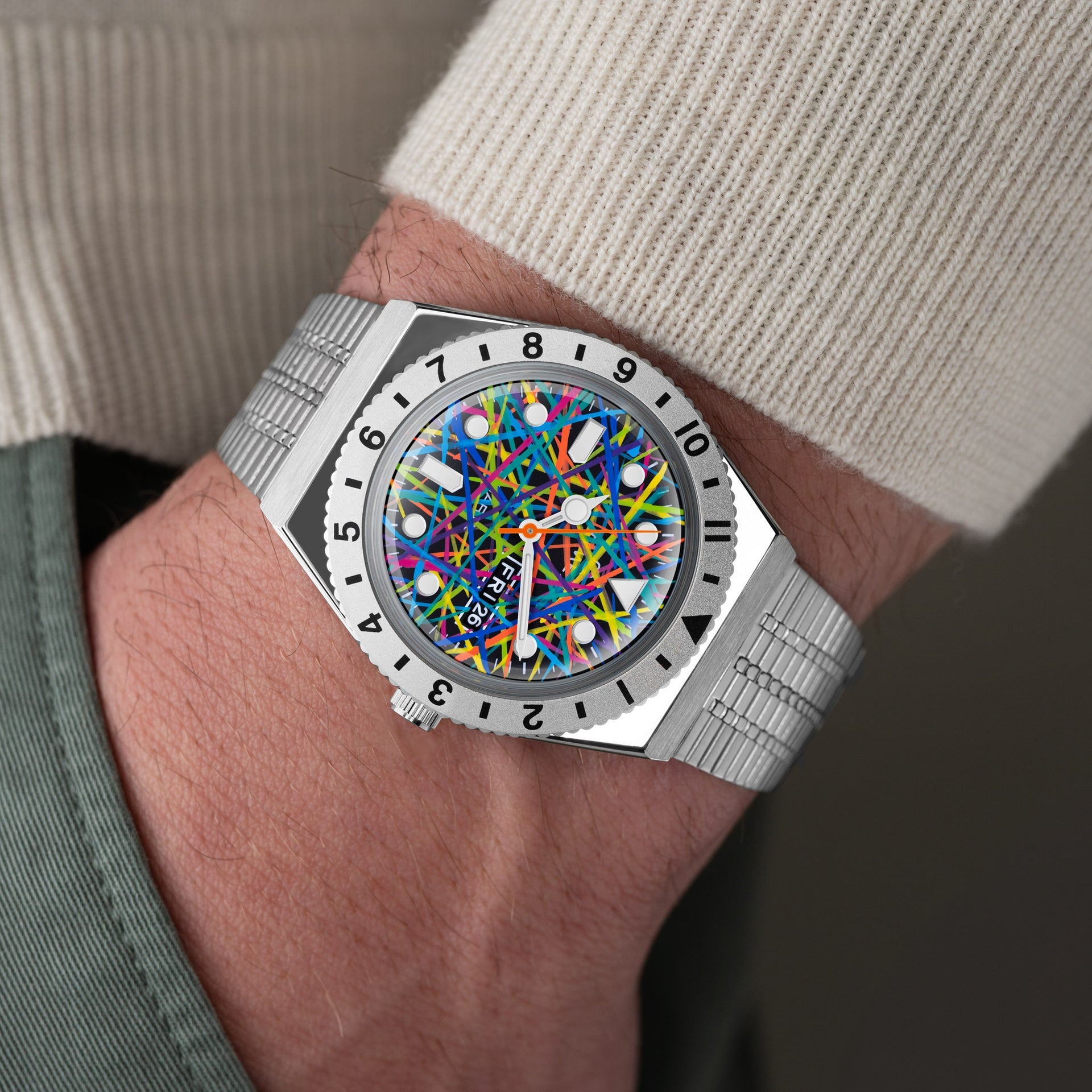 Citizen Tsuyosa Dive in Time — hand-painted bespoke watch with a headfirst dive into a vault of golden coins and gems on a rose gold case, by IFL Watches