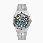 Citizen Tsuyosa Dive in Time — hand-painted bespoke watch with a headfirst dive into a vault of golden coins and gems on a rose gold case, by IFL Watches
