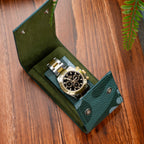 Verdant Camo Chronovault – Premium Leather Watch Pouch