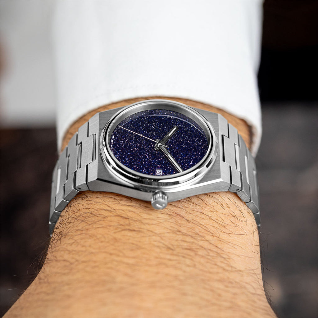 Aventurine Steel Concept – Custom natural aventurine stone dial on stainless steel watch, bespoke timepiece by IFL Watches