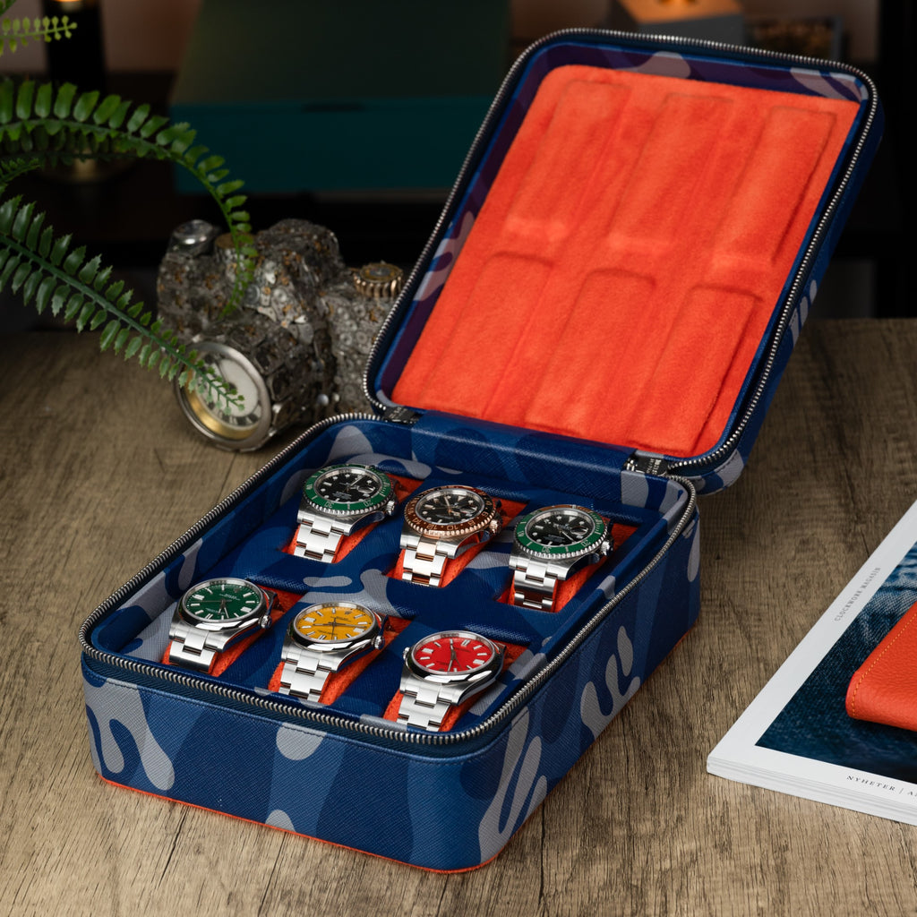 Blue Camo Watch Box – Six Watches