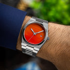 Red Agate Steel Concept – Custom natural red agate stone dial on stainless steel watch, bespoke timepiece by IFL Watches