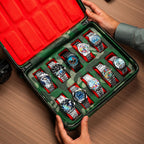 The Coollector Box — ten watches displayed across the Alcantara interior cushions, bespoke accessory by IFL Watches.
