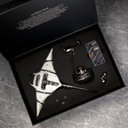 Mecha Ray White — the pre-assembled version in its presentation case with stand column and parts tray, motorised metal sculpture by IFL Watches.